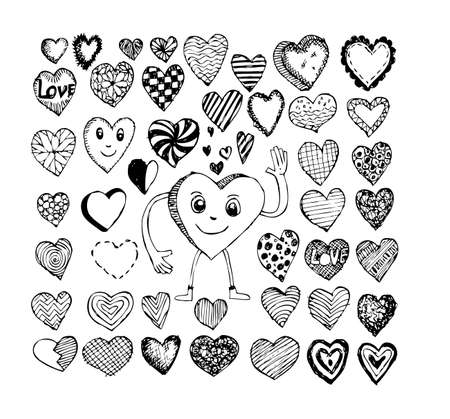 hand draw Valentine s day design, labels, icons elements collection のイラスト素材