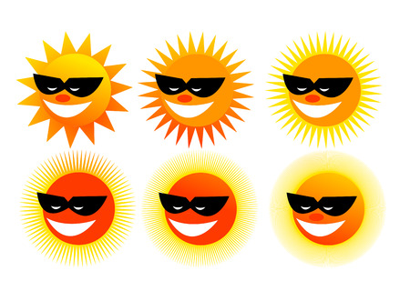 Collection of suns design Suns icons のイラスト素材