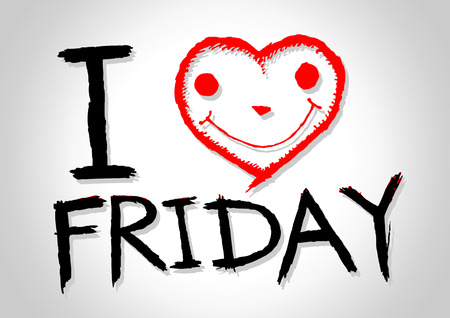i love friday and i love weekend font signs draw by hand のイラスト素材