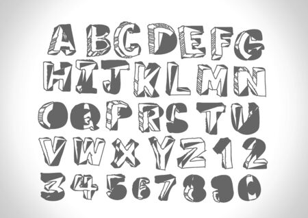 Design of line Font Sketch Hand drawing vector letters のイラスト素材