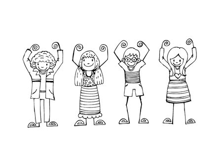cute happy cartoon kids のイラスト素材