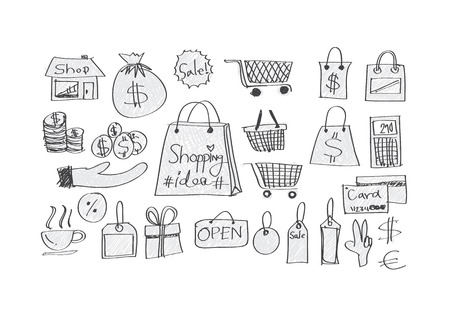 Hand doodle Business icon set idea designのイラスト素材