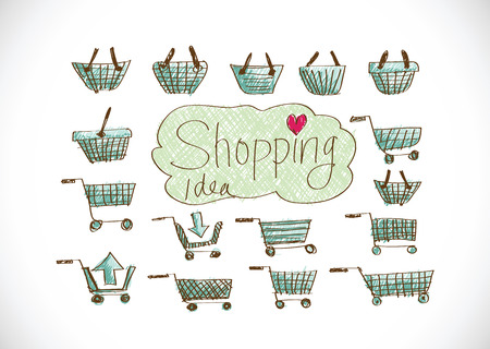 Shopping basket icons and shopping cart trolleyのイラスト素材