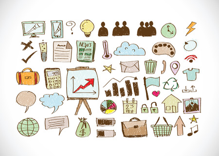 Hand doodle Business icon set idea designのイラスト素材