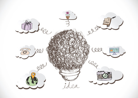 Hand drawn light bulbs, symbol of ideasのイラスト素材