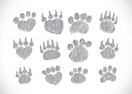 Animal footprints silhouettesのイラスト素材