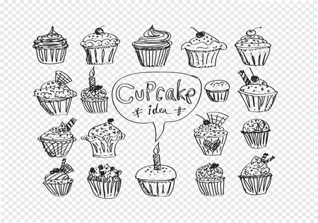 colorful delicious cupcakes vector illustrationのイラスト素材