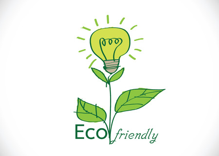 Eco friendly light bulb plant growing green eco energy concept のイラスト素材