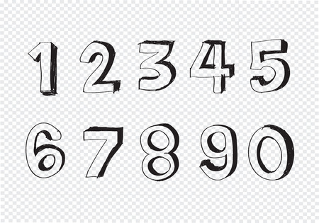 sketch numbers and mathematics symbolsのイラスト素材