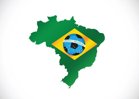 Brazil Map and Soccer ball 2014のイラスト素材