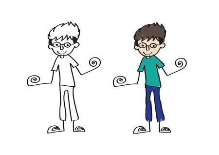 Cartoon boy kid in Jaidee Family Styleのイラスト素材