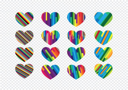 Heart abstract icons signs and symbols set  on transparent background for your worksのイラスト素材
