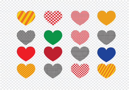 Heart abstract icons signs and symbols set  on transparent background for your worksのイラスト素材