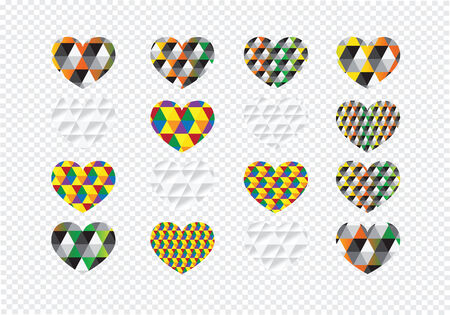 Heart abstract icons signs and symbols set  on transparent background for your worksのイラスト素材