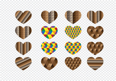 Heart abstract icons signs and symbols set  on transparent background for your worksのイラスト素材