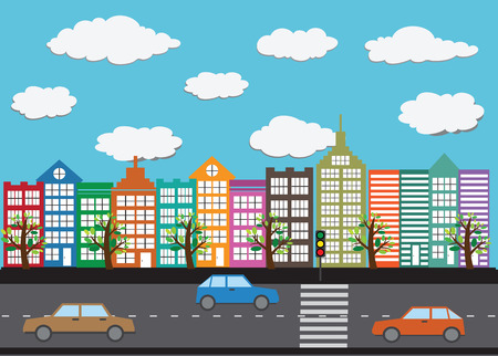 Colorful Cityscape  Town city building designのイラスト素材