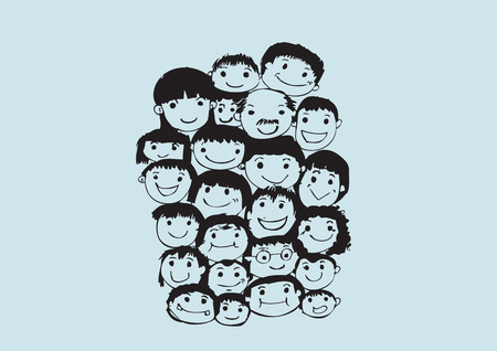Face people sketch Crowd of funny peoplesのイラスト素材