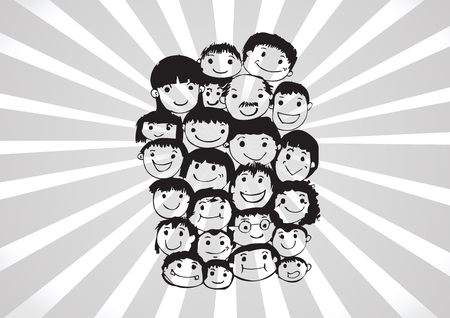 Face people sketch Crowd of funny peoplesのイラスト素材