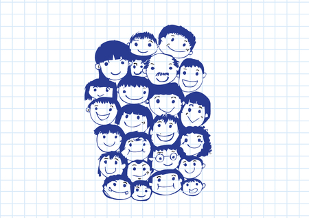 Face people sketch Crowd of funny peoplesのイラスト素材