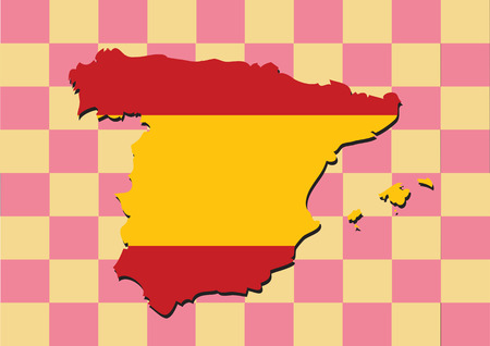 spain flag and map Country shape idea designのイラスト素材