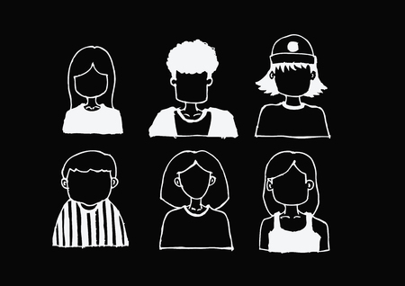 Cartoon faces Set hand drawing illustrationのイラスト素材