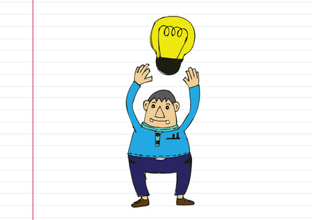 Cartoon man thinking style illustrationのイラスト素材
