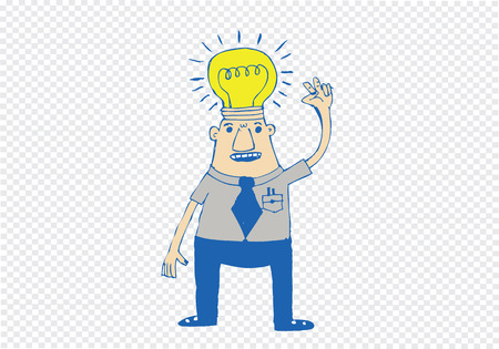 Cartoon man thinking style illustrationのイラスト素材