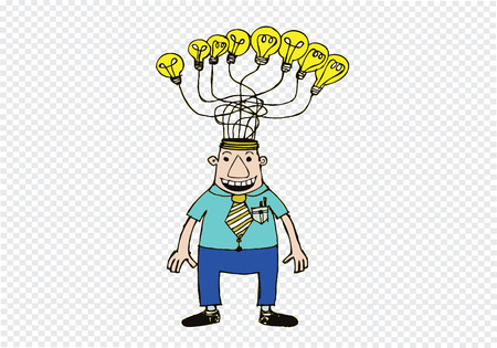 Cartoon man thinking style illustrationのイラスト素材