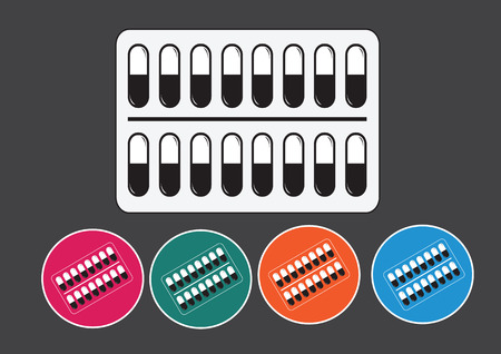 Pills and capsules icon setのイラスト素材