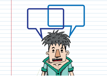 People thinking and peoples talking with dialog speech bubblesのイラスト素材