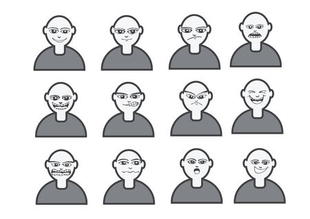 Cartoon faces Set drawing illustrationのイラスト素材