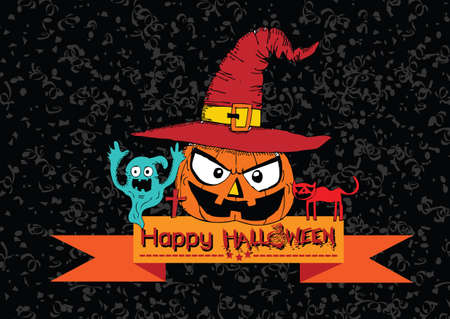 Happy Halloween cardのイラスト素材