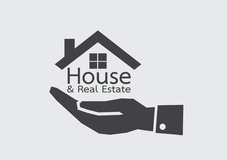 Hand and Home icon Real estate conceptのイラスト素材