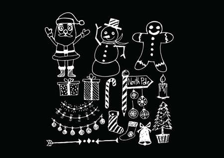 Christmas set of icons and elementsのイラスト素材