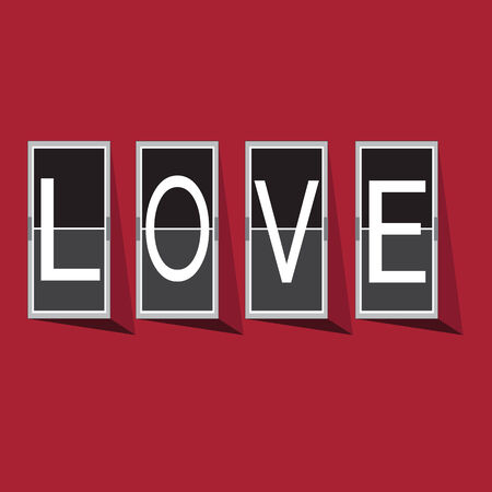 Love Font on mechanical panel letters. Typography, font, type vector for Happy Valentines dayのイラスト素材