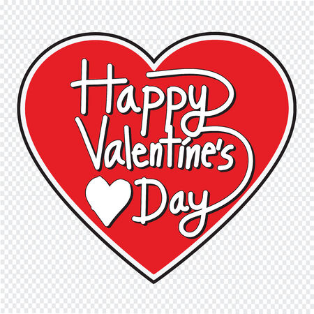 Happy Valentine's Day lettering Greeting Card with heart, vector illustrationのイラスト素材