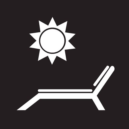 Beach chair with sun iconのイラスト素材