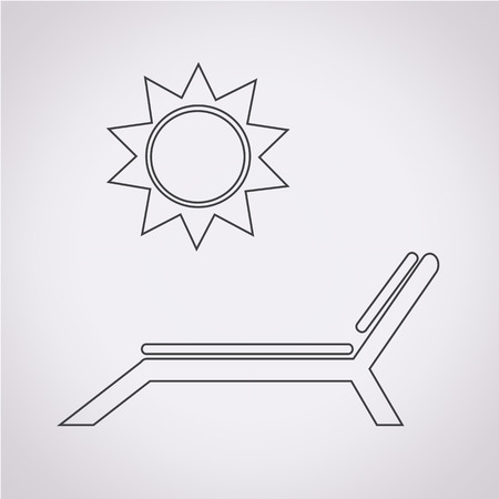 Beach chair with sun iconのイラスト素材