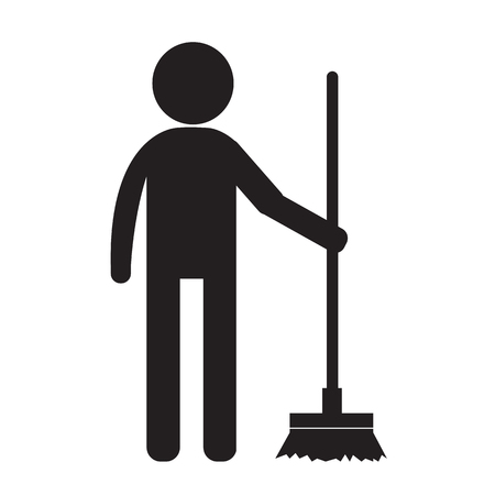 Cleaner Man and Cleaning Tool Equipment people icon Illustration designのイラスト素材