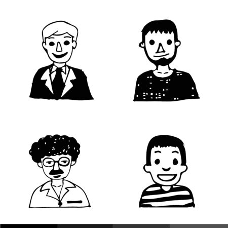 people draw line black white illustration designのイラスト素材