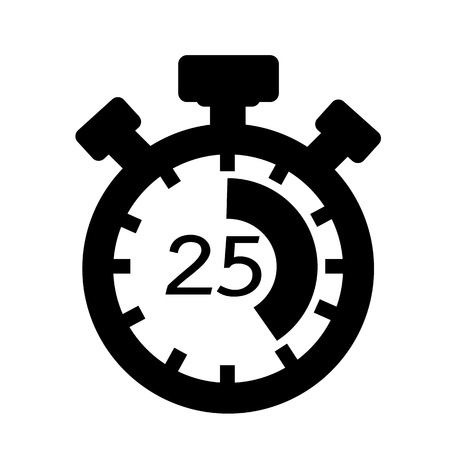 Stopwatch icon with number 25.のイラスト素材