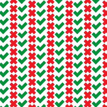 Pattern background check mark icon Wrong and rightのイラスト素材