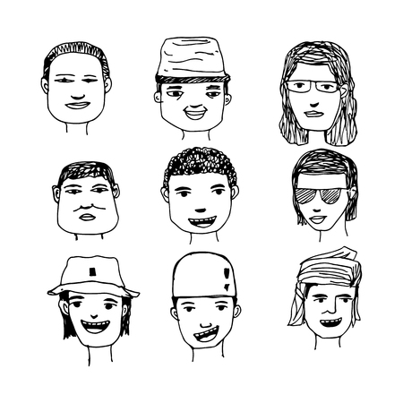 People face cartoon iconのイラスト素材