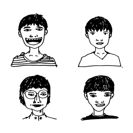 People face icon hand drawのイラスト素材