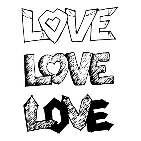 Love handwritten lettering  design textのイラスト素材