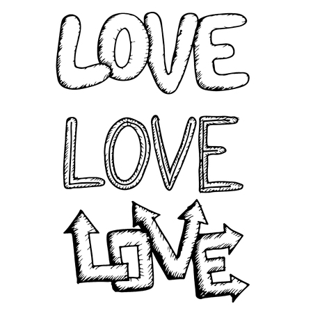 Love handwritten lettering  design textのイラスト素材