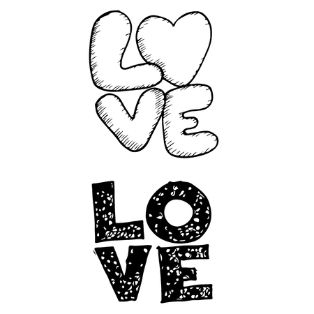 Love handwritten lettering  design textのイラスト素材