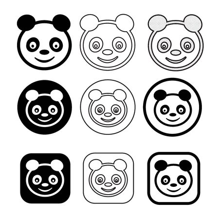 Cartoon character cute funny Panda iconのイラスト素材