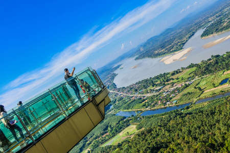 the beautiful sky and cloud Thai skywalk  at Mekong river Sangkhom district, Nong Khai Province,...
