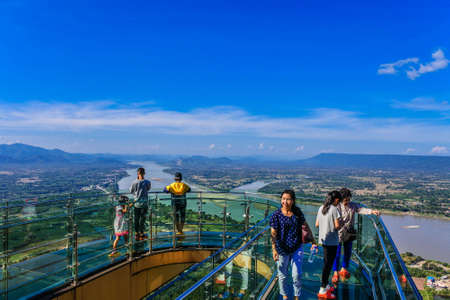 the beautiful sky and cloud Thai skywalk  at Mekong river Sangkhom district, Nong Khai Province,...